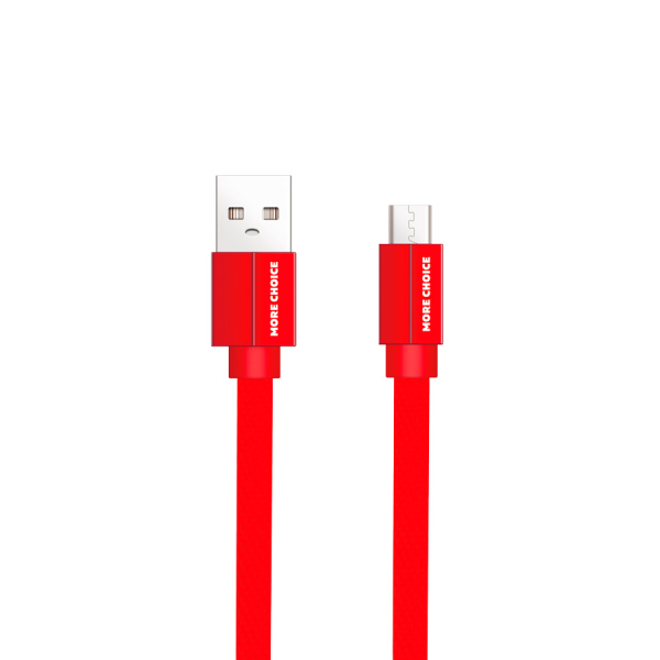 Купить Дата-кабель USB 2.1A для micro плоский USB More choice K20m нейлон 1м (Red)